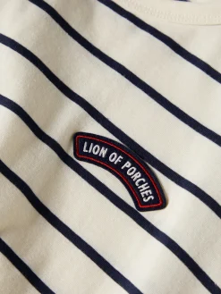 T-shirt cropped às riscas com manga abalonada|LION OF PORCHES Online