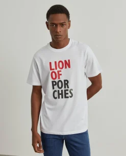 T-shirt de algodão com estampado|LION OF PORCHES Store
