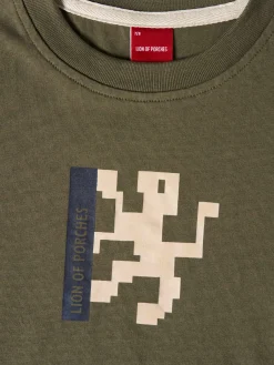 T-shirt de algodão com estampado|LION OF PORCHES Outlet