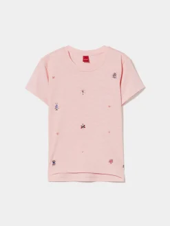 T-shirt de algodão com lantejoulas|LION OF PORCHES New