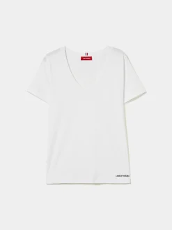 T-shirt de algodão decote em V|LION OF PORCHES New