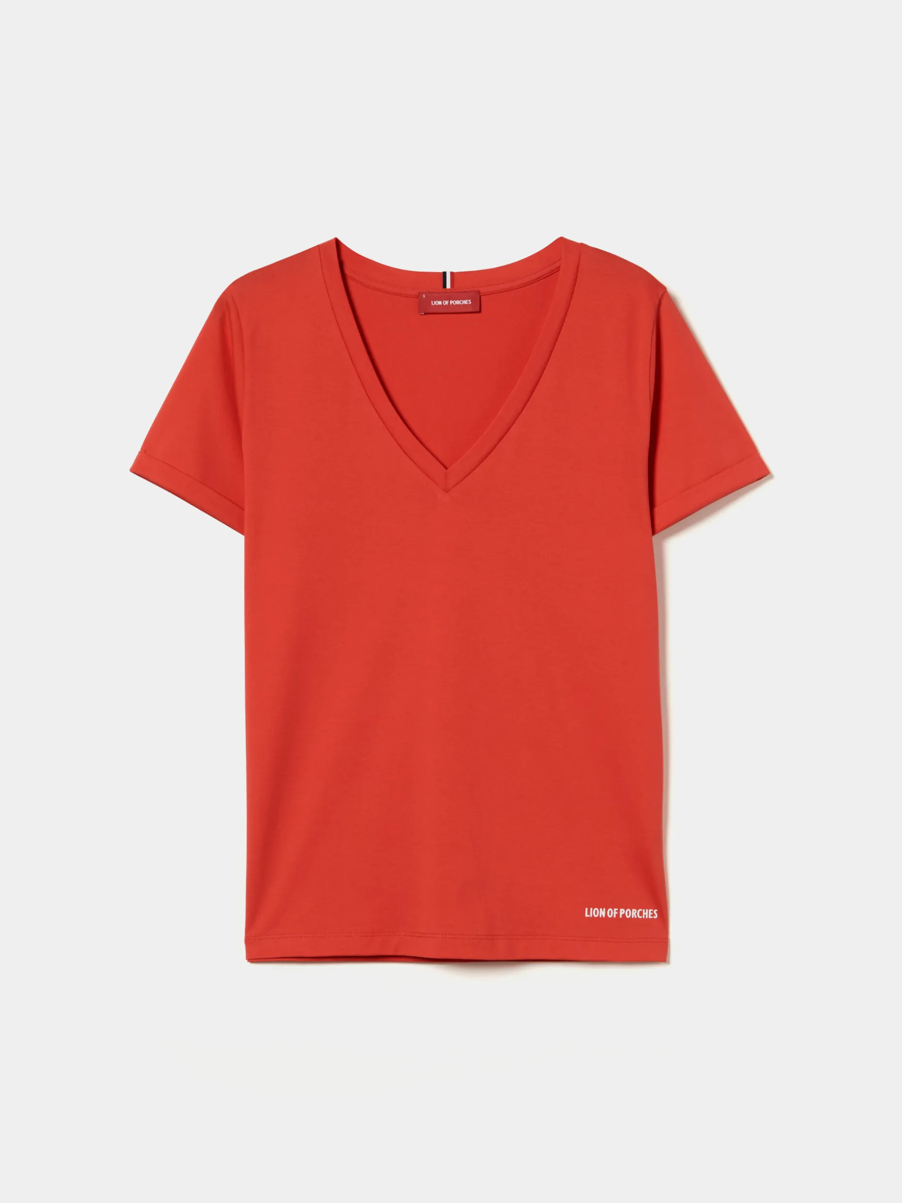 T-shirt de algodão decote em V|LION OF PORCHES Flash Sale