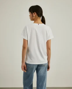 T-shirt decote em V com estampado|LION OF PORCHES Best Sale