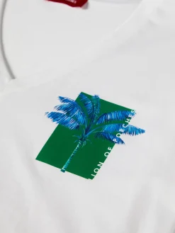 T-shirt decote em V com estampado|LION OF PORCHES Best Sale