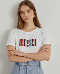 T-shirt manga curta com estampado|LION OF PORCHES Flash Sale