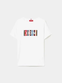 T-shirt manga curta com estampado|LION OF PORCHES Flash Sale
