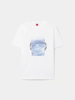 T-shirt manga curta com estampado|LION OF PORCHES Outlet