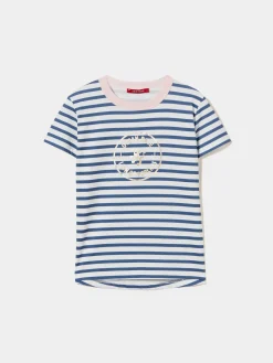 T-shirt às riscas com logotipo|LION OF PORCHES Best Sale