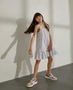 Vestido branco de bordado inglês|LION OF PORCHES Clearance