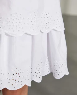 Vestido branco de bordado inglês|LION OF PORCHES Clearance