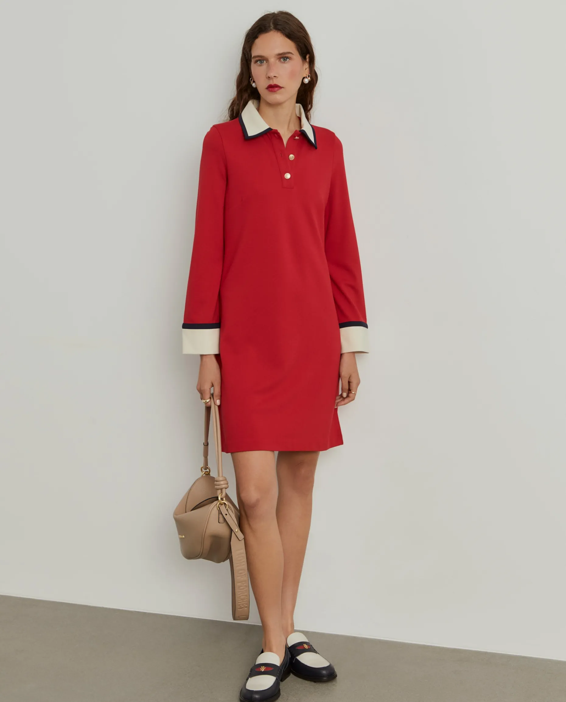 Vestido color block manga comprida|LION OF PORCHES New