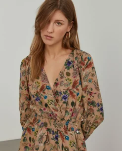 Vestido com estampado floral e decote em trespasse|LION OF PORCHES Best