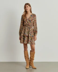 Vestido com estampado floral e decote em trespasse|LION OF PORCHES Best