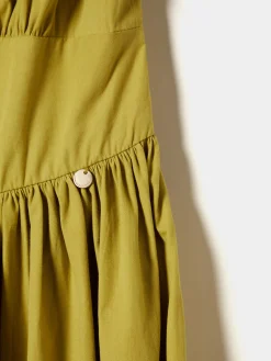 Vestido comprido com folhos e alças ajustáveis|LION OF PORCHES New