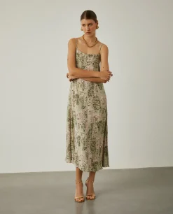 Vestido comprido fluido com padrão abstrato|LION OF PORCHES Clearance