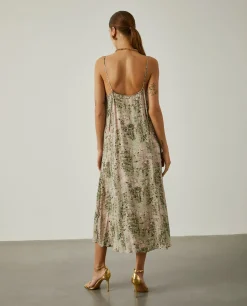 Vestido comprido fluido com padrão abstrato|LION OF PORCHES Clearance
