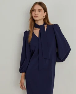 Vestido curto com laçada e mangas abalonadas|LION OF PORCHES Cheap