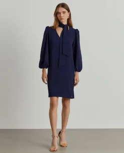Vestido curto com laçada e mangas abalonadas|LION OF PORCHES Cheap