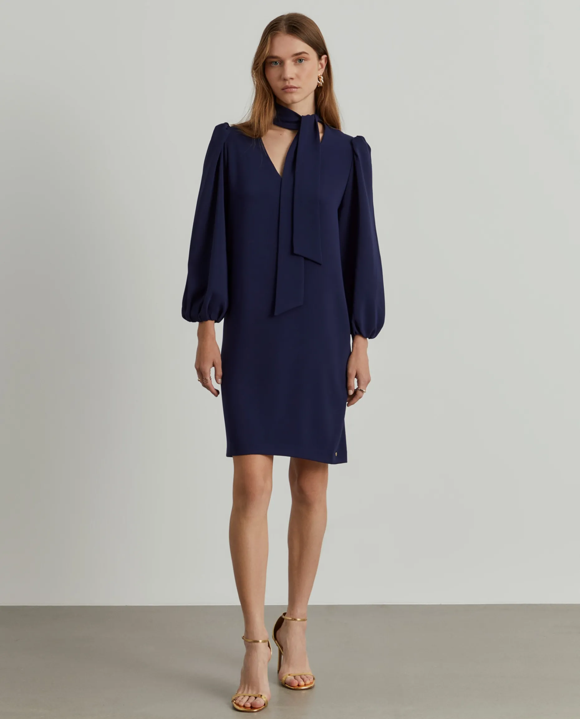 Vestido curto com laçada e mangas abalonadas|LION OF PORCHES Cheap