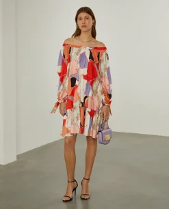 Vestido curto com padrão abstrato|LION OF PORCHES Clearance