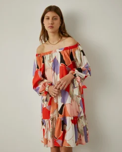 Vestido curto com padrão abstrato|LION OF PORCHES Clearance