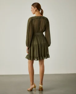 Vestido curto com padrão de pintas|LION OF PORCHES Flash Sale