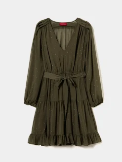 Vestido curto com padrão de pintas|LION OF PORCHES Flash Sale