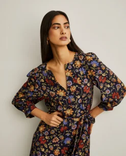 Vestido curto de flores com cinto|LION OF PORCHES Clearance