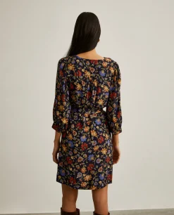 Vestido curto de flores com cinto|LION OF PORCHES Clearance
