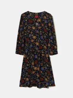 Vestido curto de flores com cinto|LION OF PORCHES Clearance