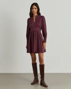 Vestido curto em tencel decote em V|LION OF PORCHES Store