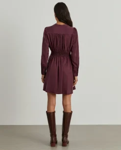 Vestido curto em tencel decote em V|LION OF PORCHES Store