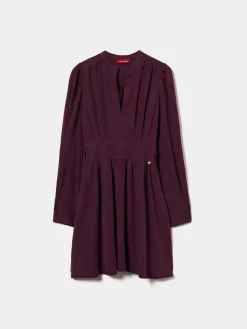 Vestido curto em tencel decote em V|LION OF PORCHES Store