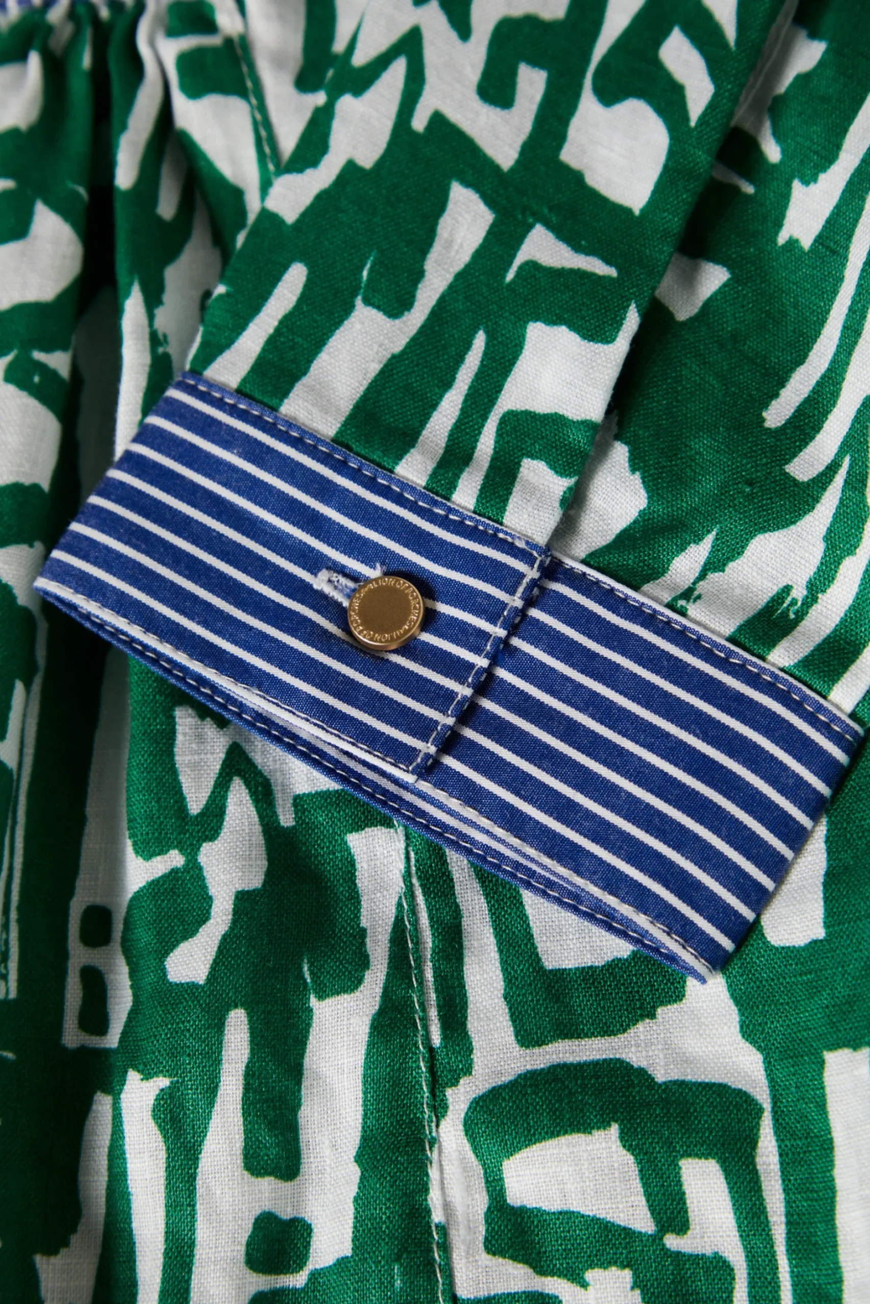 Vestido de linho e algodão com estampado abstrato|LION OF PORCHES Shop