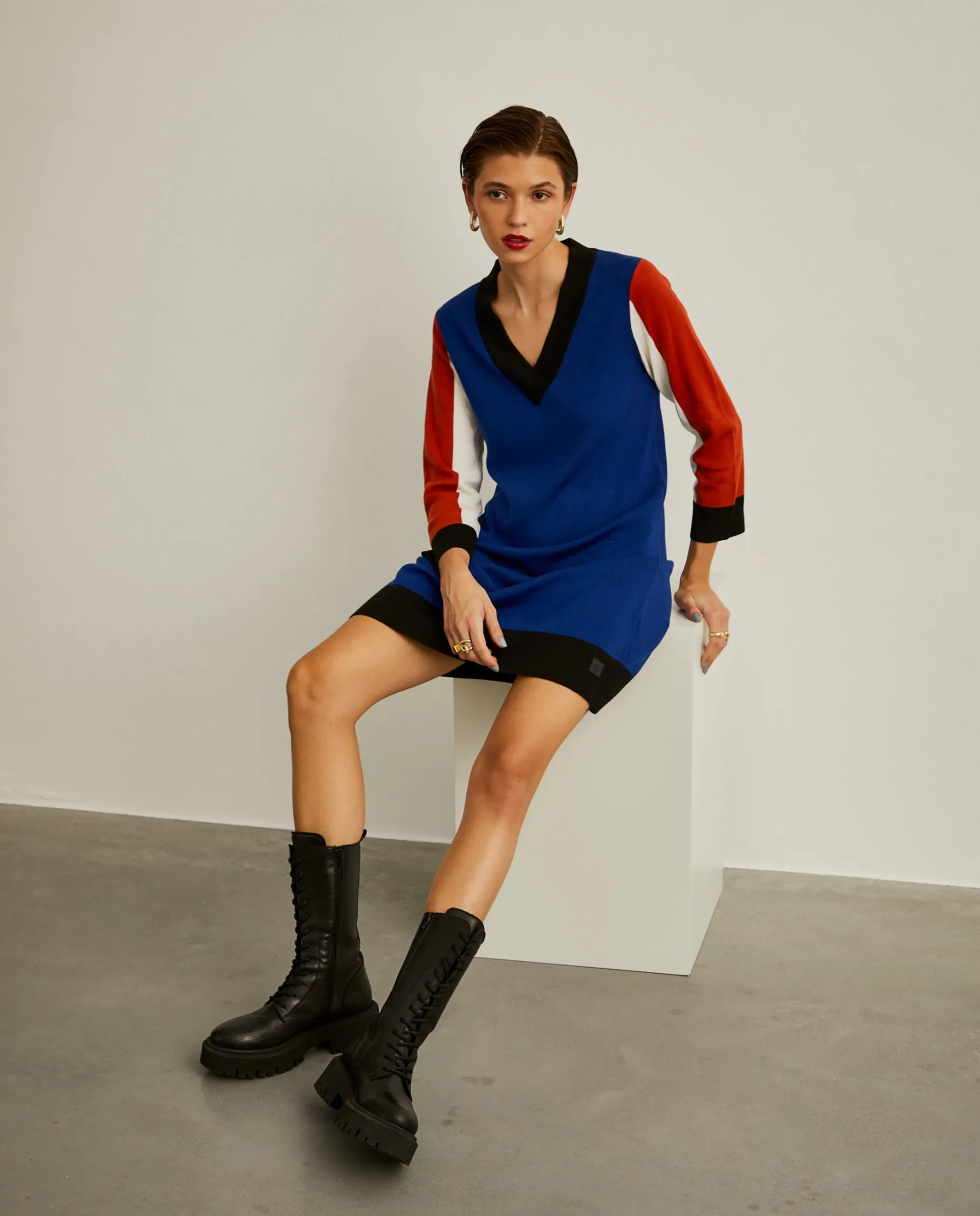 Vestido de malha colorblock|LION OF PORCHES Sale
