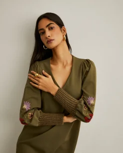 Vestido de malha com bordado|LION OF PORCHES Clearance