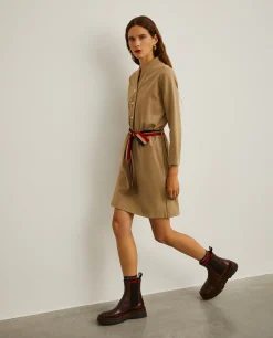 Vestido de malha curto com cinto|LION OF PORCHES New