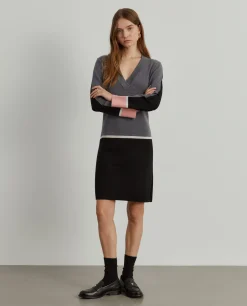 Vestido de malha curto color block|LION OF PORCHES Store