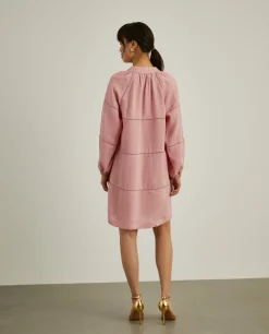 Vestido em linho com manga abalonada|LION OF PORCHES Flash Sale