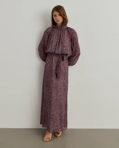 Vestido estampado mangas abalonadas|LION OF PORCHES Best