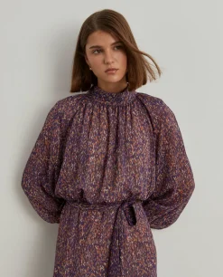 Vestido estampado mangas abalonadas|LION OF PORCHES Best