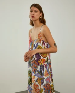 Vestido fluido de alças com padrão colorido|LION OF PORCHES Hot