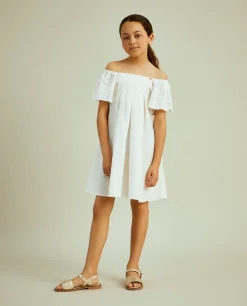 Vestido manga curta com bordado inglês|LION OF PORCHES New