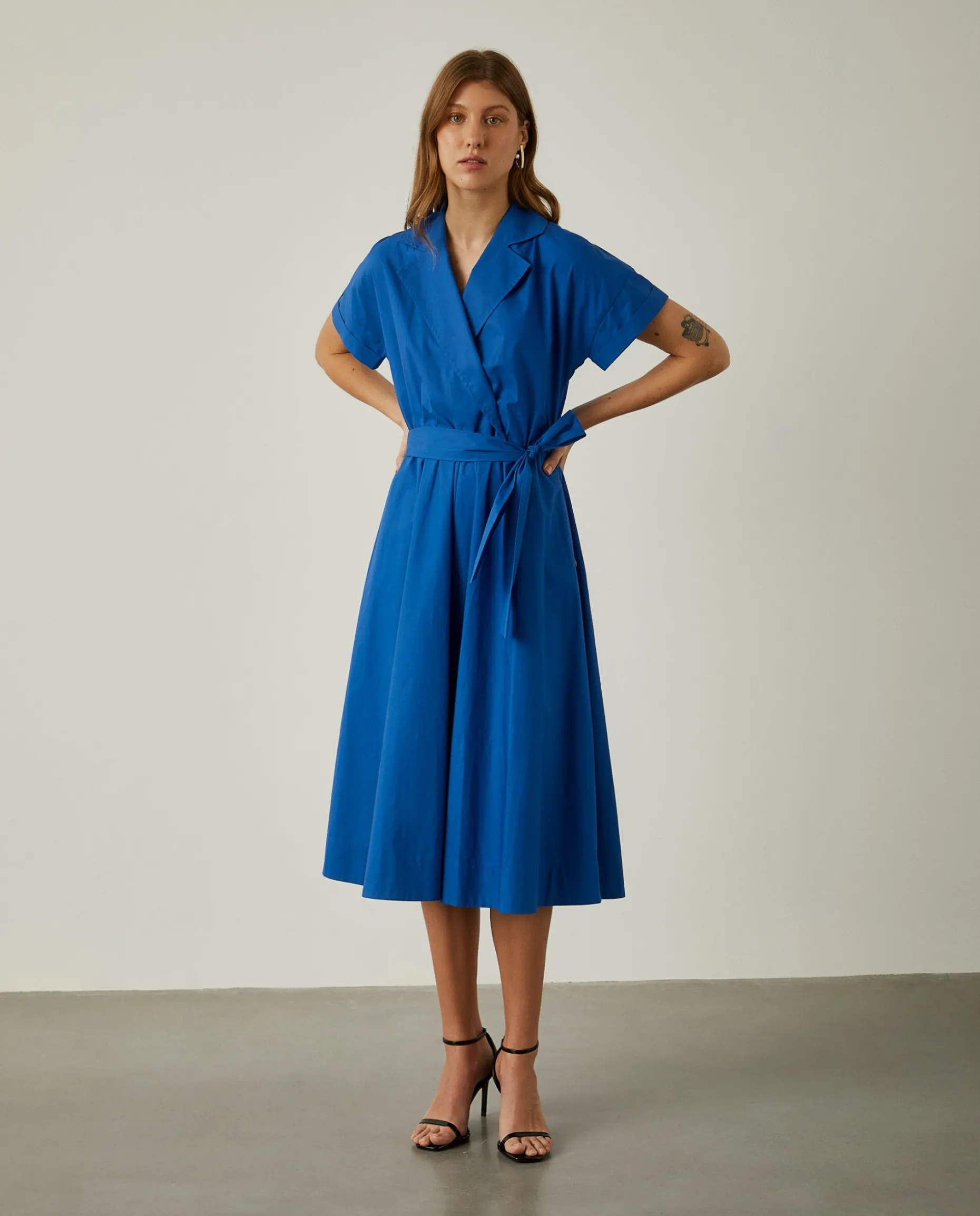 Vestido midi com decote de trespasse|LION OF PORCHES Cheap