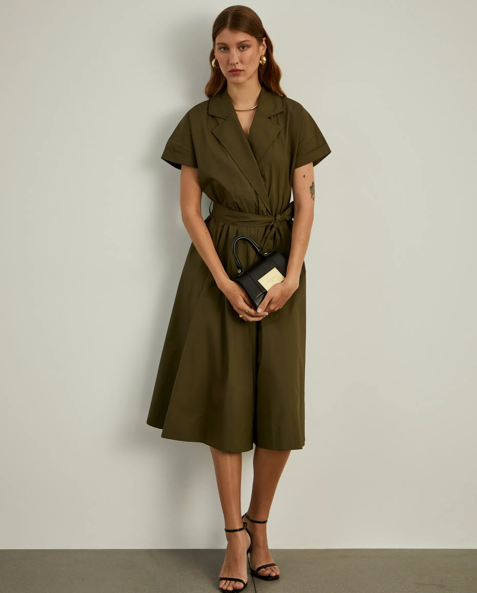 Vestido midi com decote de trespasse|LION OF PORCHES Hot