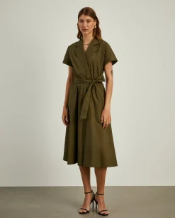 Vestido midi com decote de trespasse|LION OF PORCHES Hot