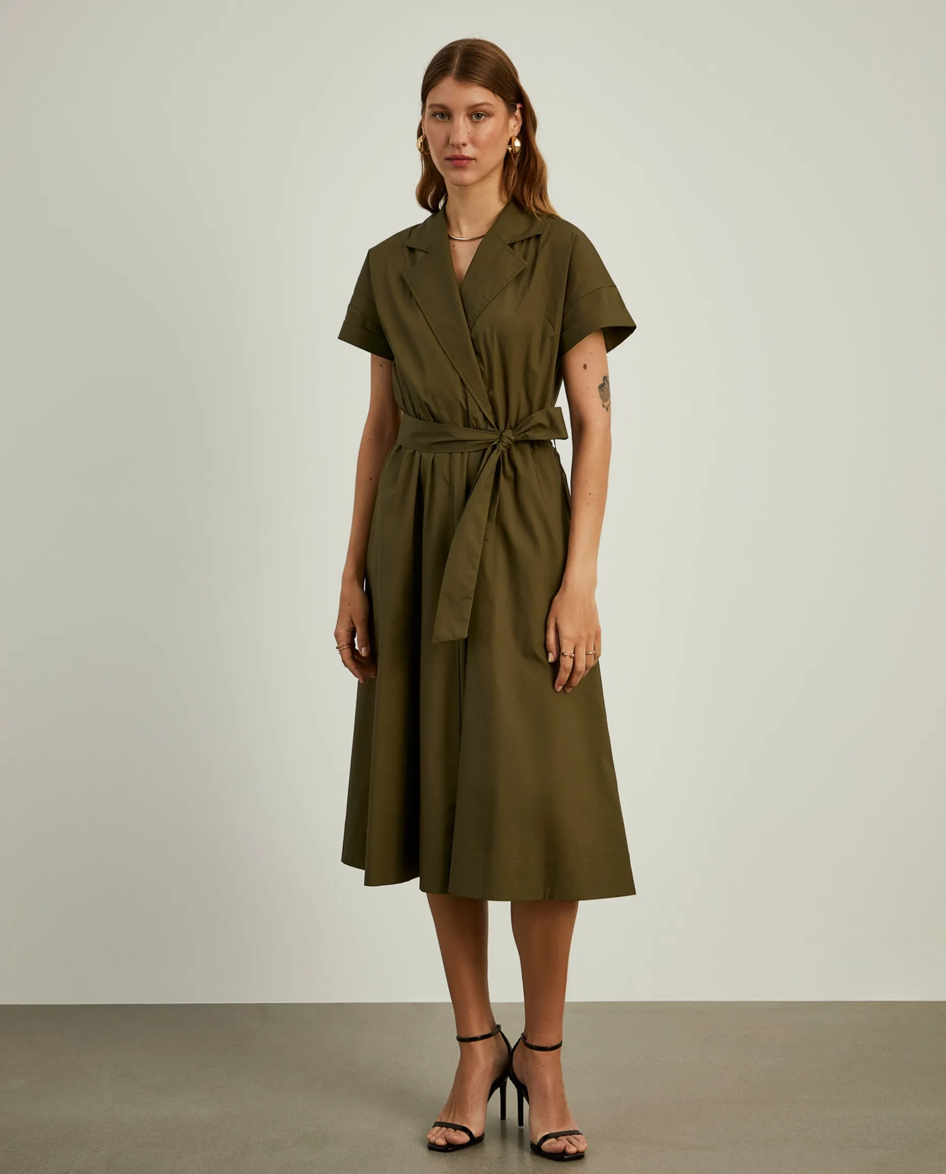 Vestido midi com decote de trespasse|LION OF PORCHES Hot