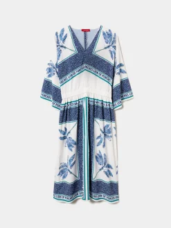 Vestido midi com padrão de palmeiras|LION OF PORCHES Store