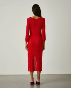 Vestido midi de malha aberta|LION OF PORCHES Fashion