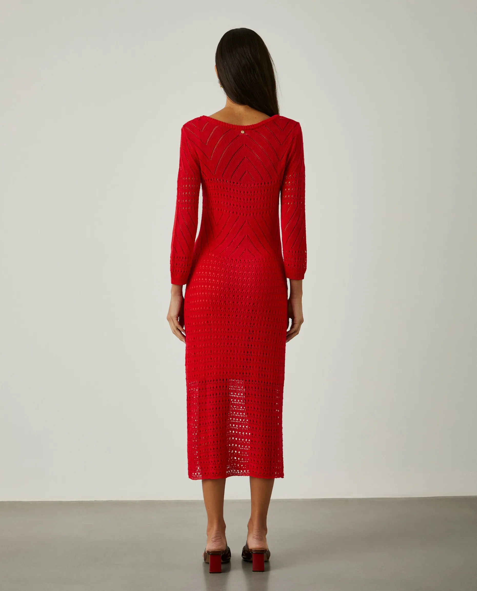 Vestido midi de malha aberta|LION OF PORCHES Fashion